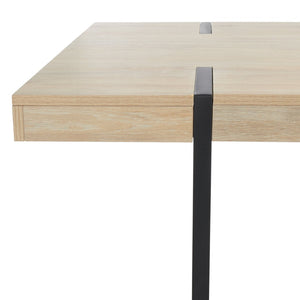 Safavieh Cael Dining Table - Modern Architectural Design With Durable Melamine Top And Stylish Metallic Base Sand / Black DTB9300B