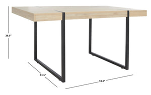 Safavieh Cael Dining Table - Modern Architectural Design With Durable Melamine Top And Stylish Metallic Base Sand / Black DTB9300B