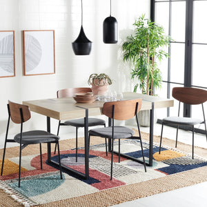 Safavieh Cael Dining Table - Modern Architectural Design With Durable Melamine Top And Stylish Metallic Base Sand / Black DTB9300B