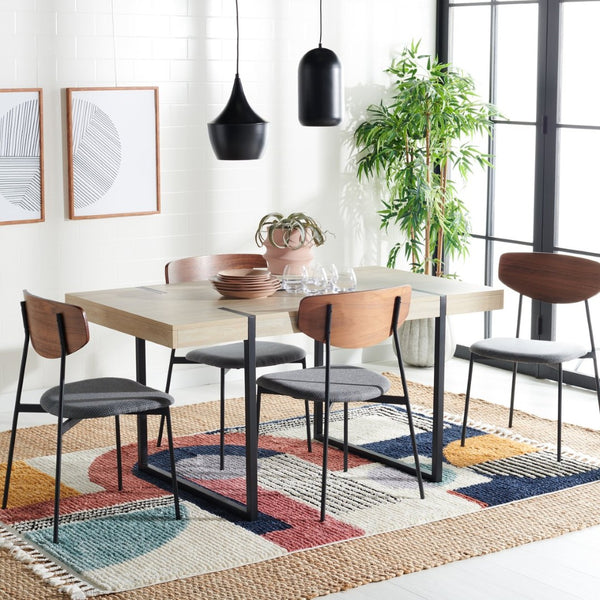 Safavieh Cael Dining Table - Modern Architectural Design With Durable Melamine Top And Stylish Metallic Base Sand / Black DTB9300B
