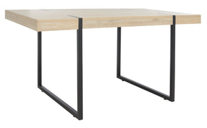 Safavieh Cael Dining Table - Modern Architectural Design With Durable Melamine Top And Stylish Metallic Base Sand / Black DTB9300B