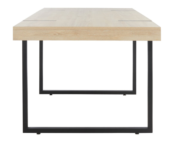 Safavieh Cael Dining Table - Modern Architectural Design With Durable Melamine Top And Stylish Metallic Base Sand / Black DTB9300B