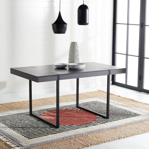 Safavieh Cael Dining Table - Modern Architectural Design With Durable Melamine Top And Stylish Metallic Base Charcoal / Black DTB9300C
