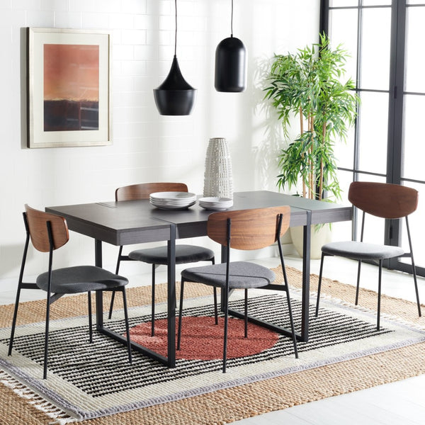 Safavieh Cael Dining Table - Modern Architectural Design With Durable Melamine Top And Stylish Metallic Base Charcoal / Black DTB9300C