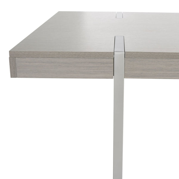 Safavieh Cael Dining Table - Modern Architectural Design With Durable Melamine Top And Stylish Metallic Base Grey / Silver DTB9300D