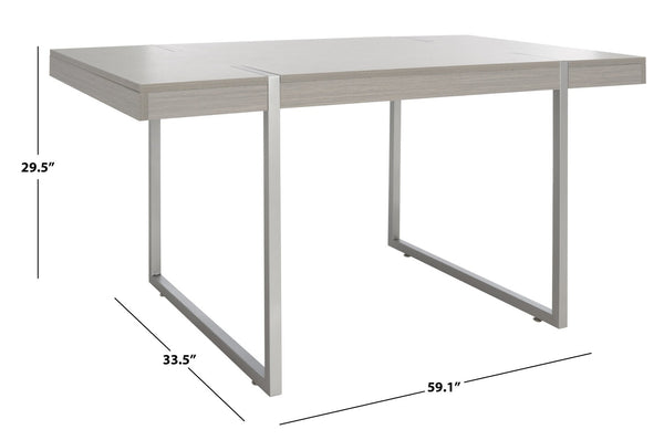 Safavieh Cael Dining Table - Modern Architectural Design With Durable Melamine Top And Stylish Metallic Base Grey / Silver DTB9300D