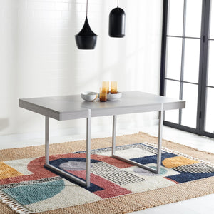 Safavieh Cael Dining Table - Modern Architectural Design With Durable Melamine Top And Stylish Metallic Base Grey / Silver DTB9300D