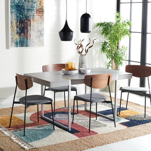 Safavieh Cael Dining Table - Modern Architectural Design With Durable Melamine Top And Stylish Metallic Base Grey / Silver DTB9300D