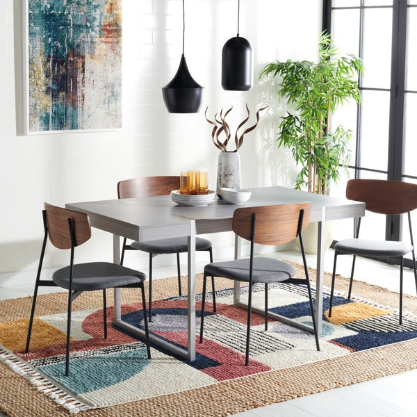 Safavieh Cael Dining Table - Modern Architectural Design With Durable Melamine Top And Stylish Metallic Base Grey / Silver DTB9300D