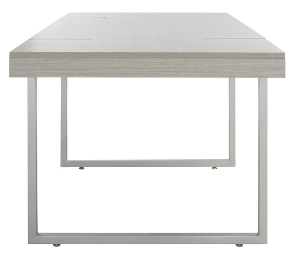 Safavieh Cael Dining Table - Modern Architectural Design With Durable Melamine Top And Stylish Metallic Base Grey / Silver DTB9300D