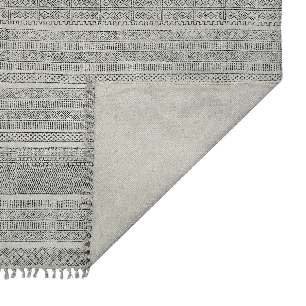 Amer Rugs Dune Hand-woven Distressed Geometric Cotton Runner Rug - Elevate Your Cozy Space With Style Charcoal Cotton Dun10203