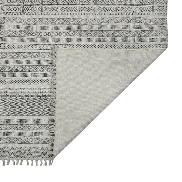 Amer Rugs Dune Hand-woven Distressed Geometric Cotton Runner Rug - Elevate Your Cozy Space With Style Charcoal Cotton Dun10203