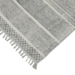 Amer Rugs Dune Hand-woven Distressed Geometric Cotton Runner Rug - Elevate Your Cozy Space With Style Charcoal Cotton Dun10203