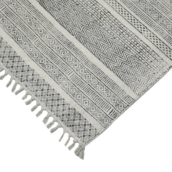 Amer Rugs Dune Hand-woven Distressed Geometric Cotton Runner Rug - Elevate Your Cozy Space With Style Charcoal Cotton Dun10203