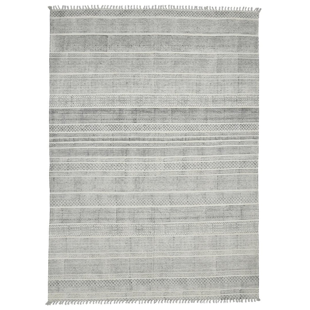 Amer Rugs Dune Hand-woven Distressed Geometric Cotton Runner Rug - Elevate Your Cozy Space With Style Charcoal Cotton Dun10203