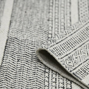 Amer Rugs Dune Hand-woven Distressed Geometric Cotton Runner Rug - Elevate Your Cozy Space With Style Charcoal Cotton Dun10203