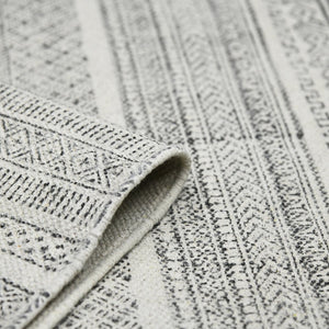 Amer Rugs Dune Hand-woven Distressed Geometric Cotton Runner Rug - Elevate Your Cozy Space With Style Charcoal Cotton Dun10203