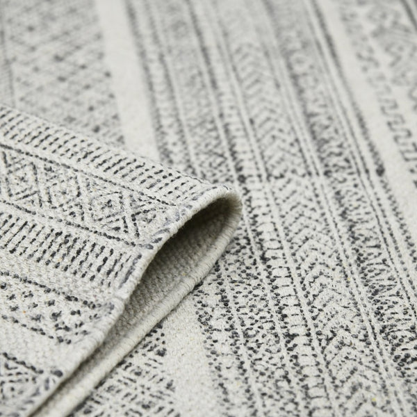 Amer Rugs Dune Hand-woven Distressed Geometric Cotton Runner Rug - Elevate Your Cozy Space With Style Charcoal Cotton Dun10203