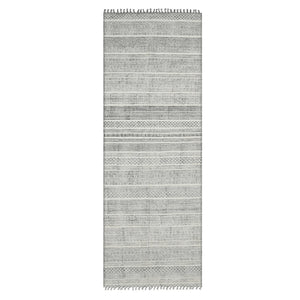 Amer Rugs Dune Hand-woven Distressed Geometric Cotton Runner Rug - Elevate Your Cozy Space With Style Charcoal Cotton Dun12608
