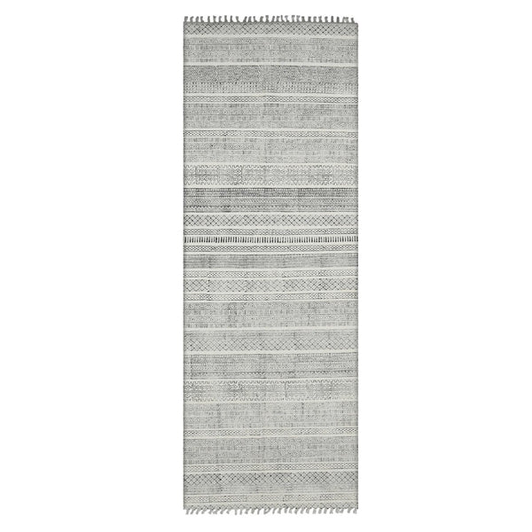 Amer Rugs Dune Hand-woven Distressed Geometric Cotton Runner Rug - Elevate Your Cozy Space With Style Charcoal Cotton Dun12608