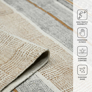 Amer Rugs Dune Hand-woven Distressed Geometric Cotton Runner Rug - Elevate Your Cozy Space With Style Brown Cotton Dun30305
