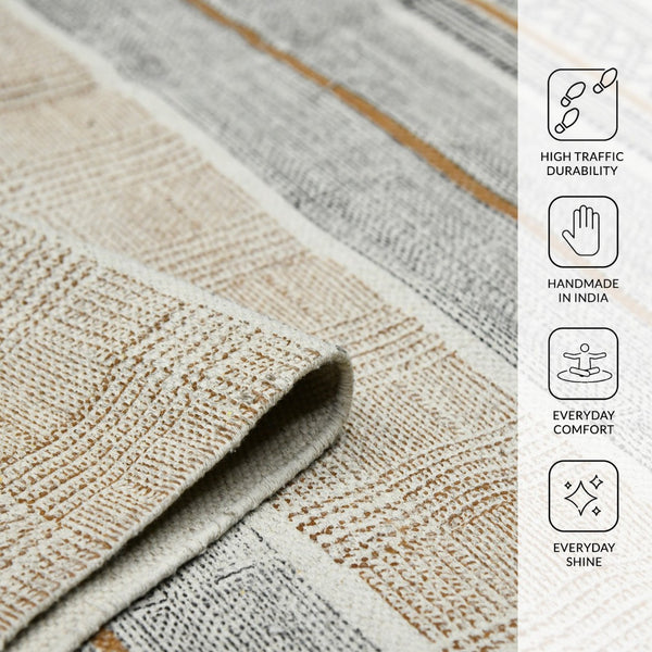 Amer Rugs Dune Hand-woven Distressed Geometric Cotton Runner Rug - Elevate Your Cozy Space With Style Brown Cotton Dun30305