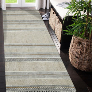 Amer Rugs Dune Hand-woven Distressed Geometric Cotton Runner Rug - Elevate Your Cozy Space With Style Brown Cotton Dun32608