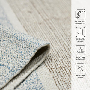 Amer Rugs Dune Distressed Geometric Flat-weave Cotton Rug For Cozy Spaces, Handmade With Natural Eco-friendly Material Stone Blue Cotton Dun40203