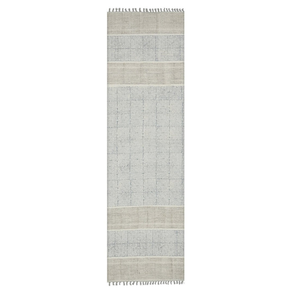 Amer Rugs Dune Distressed Geometric Flat-weave Cotton Rug For Cozy Spaces, Handmade With Natural Eco-friendly Material Stone Blue Cotton Dun42608