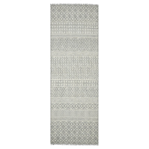 Amer Rugs Dune Hand-woven Distressed Geometric Cotton Runner Rug - Elevate Your Cozy Space With Style Gray Cotton Dun52608