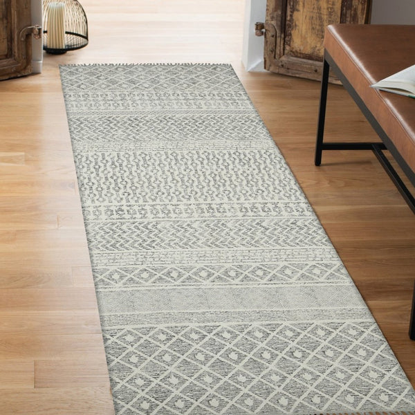 Amer Rugs Dune Hand-woven Distressed Geometric Cotton Runner Rug - Elevate Your Cozy Space With Style Gray Cotton Dun52608
