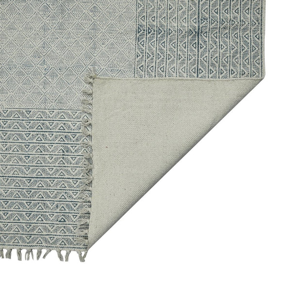 Amer Rugs Dune Hand-woven Distressed Geometric Flat-weave Cotton Runner Rug For Cozy Living Spaces Blue Cotton Dun60576