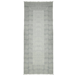 Amer Rugs Dune Hand-woven Distressed Geometric Flat-weave Cotton Runner Rug For Cozy Living Spaces Blue Cotton Dun62608
