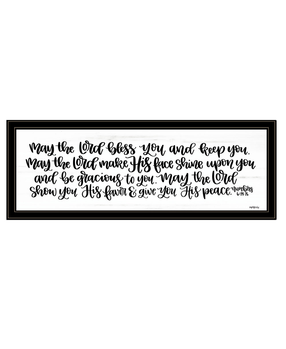 English Elm "may the Lord Bless You" Framed Typographic Wall Art Minimalist Faith Print B06788972