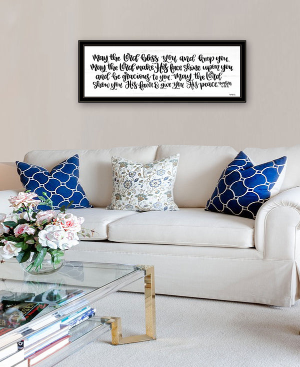 English Elm "may the Lord Bless You" Framed Typographic Wall Art Minimalist Faith Print B06788972