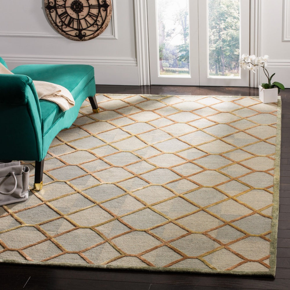 Safavieh Dve Hand-knotted Rug From Nepal - Luxurious Silk And Wool Blend For Elegant Home Décor Enhancement Aqua ,Gold Silk And Wool Dve473a-cnr