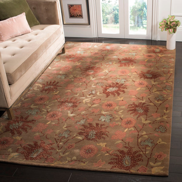Safavieh Dve Hand-knotted Rug: Luxurious Silk And Wool Craftsmanship With Timeless Botanical Motifs For Home Decor Cinnamon ,Multi Silk And Wool Dve475c-cnr