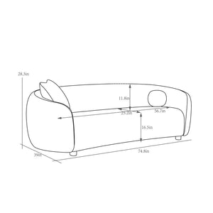 Pasargad Home Zarina Modern Loveseat With 2 Cozy Pillows - Luxurious Ivory Upholstery Design Ivory Textured Fabric Pzw-22013-2