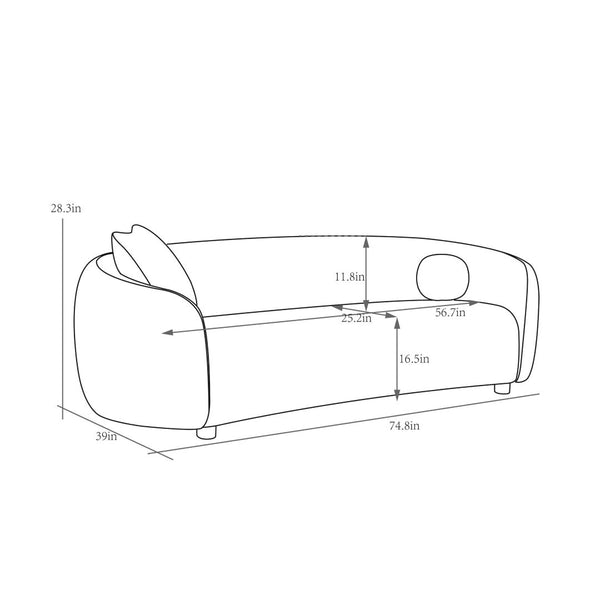 Pasargad Home Zarina Modern Loveseat With 2 Cozy Pillows - Luxurious Ivory Upholstery Design Ivory Textured Fabric Pzw-22013-2