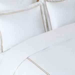 Safavieh Hotel Collection Percale Cotton Duvet Set with Embroidered Accent for King Beds Golden Taupe King/Cal.King DVT1001A-K