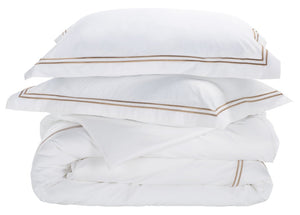 Safavieh Hotel Collection Percale Cotton Duvet Set with Embroidered Accent for King Beds Golden Taupe Full/Queen DVT1001A-Q