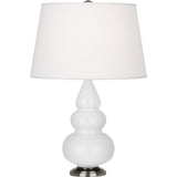 Robert Abbey Daisy Small Triple Gourd Accent Lamp Daisy Glazed Ceramic with Antique Silver Finished Accents Pearl Dupioni Fabric Shade