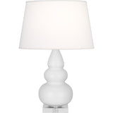 Robert Abbey Daisy Small Triple Gourd Accent Lamp Daisy Glazed Ceramic with Lucite Base Pearl Dupioni Fabric Shade