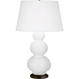 Robert Abbey Daisy Triple Gourd Table Lamp Daisy Glazed Ceramic with Deep Patina Bronze Finished Accents Pearl Dupioni Fabric Shade