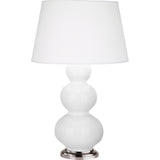 Robert Abbey Daisy Triple Gourd Table Lamp Daisy Glazed Ceramic with Antique Silver Finished Accents Pearl Dupioni Fabric Shade