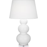 Robert Abbey Daisy Triple Gourd Table Lamp Daisy Glazed Ceramic with Lucite Base Pearl Dupioni Fabric Shade