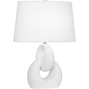 Robert Abbey Daisy Fusion Table Lamp Daisy Glazed Ceramic with Polished Nickel Accents Oval Oyster Linen Shade