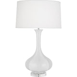 Robert Abbey Daisy Pike Table Lamp Daisy Glazed Ceramic with Lucite Base Pearl Dupoini Fabric Shade