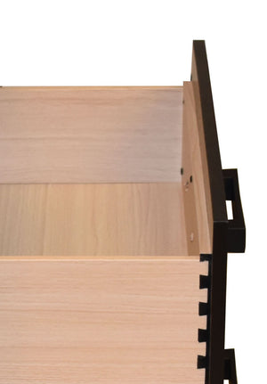 English Elm Contemporary Five-Drawer Chest in Rustic Gray Finish with Dovetail Drawers, Chippendale Legs & Metal Glides 808857594679