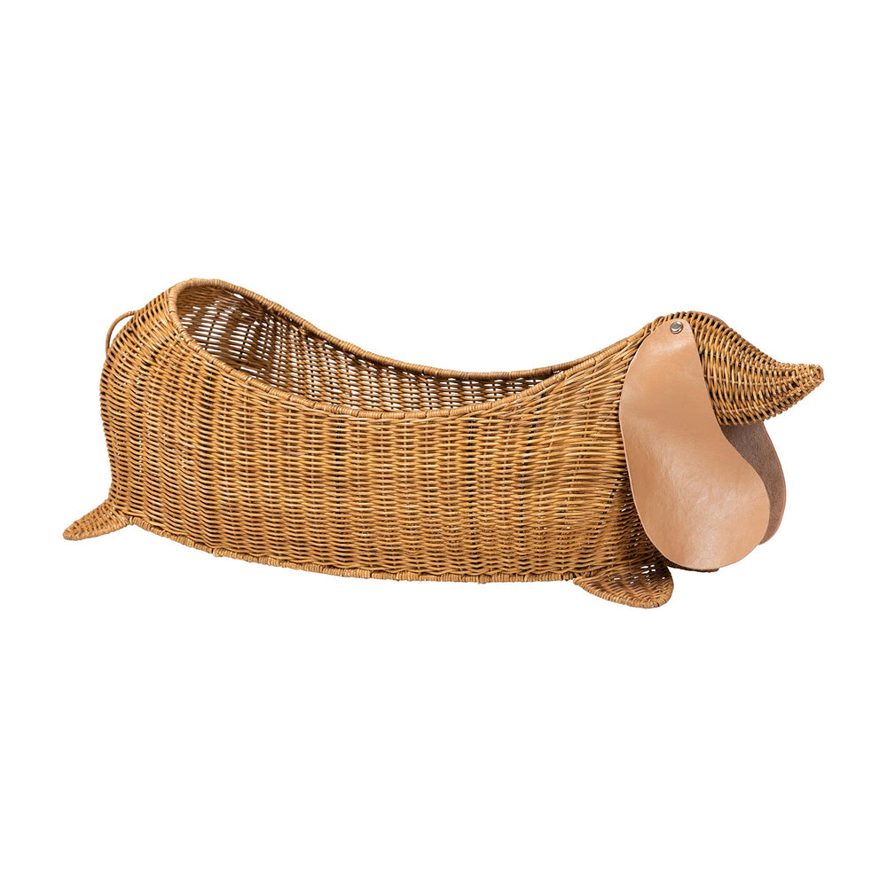 Baxton Studio Bali & Pari Daffodil Handwoven Natural Rattan Dachshund Storage Basket Boho Accent Dachs-Light Honey Rattan-Basket